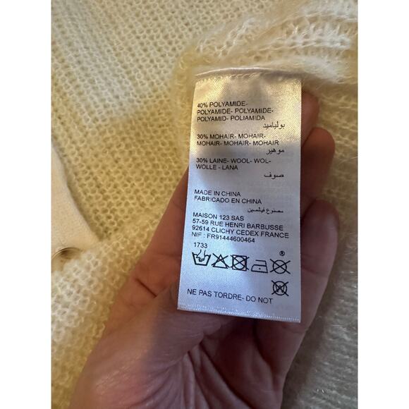 Maison 123 Paris Cream Button Collared Mohair Sweater, Size Small - Picture 4 of 5